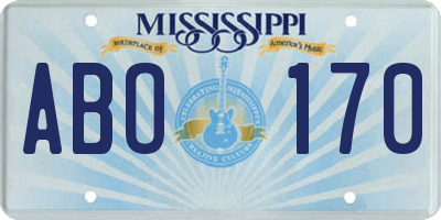 MS license plate ABO170