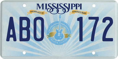 MS license plate ABO172