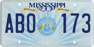 MS license plate ABO173