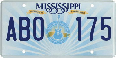 MS license plate ABO175