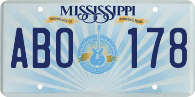 MS license plate ABO178