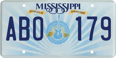 MS license plate ABO179