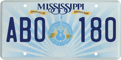 MS license plate ABO180