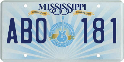 MS license plate ABO181