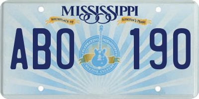 MS license plate ABO190