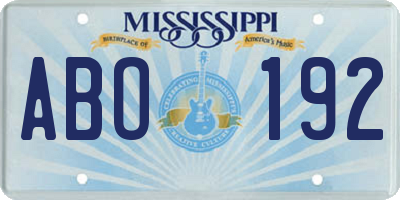 MS license plate ABO192