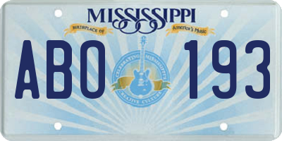 MS license plate ABO193