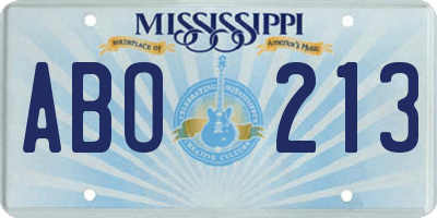 MS license plate ABO213