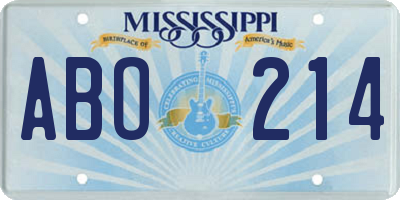 MS license plate ABO214