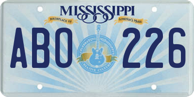 MS license plate ABO226