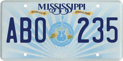 MS license plate ABO235
