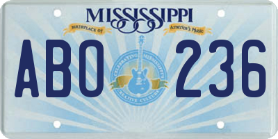 MS license plate ABO236