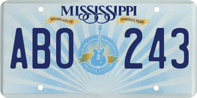 MS license plate ABO243