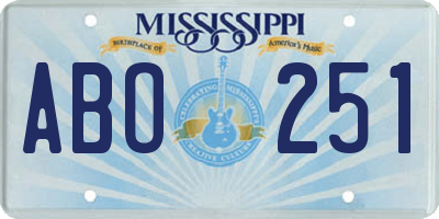 MS license plate ABO251