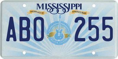 MS license plate ABO255