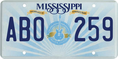 MS license plate ABO259