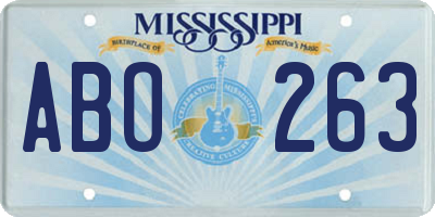 MS license plate ABO263