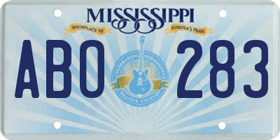 MS license plate ABO283