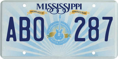 MS license plate ABO287
