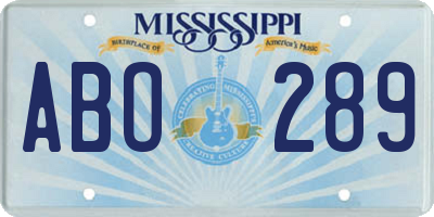 MS license plate ABO289