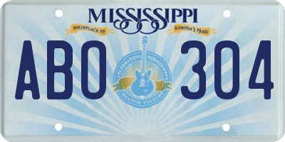 MS license plate ABO304