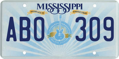 MS license plate ABO309