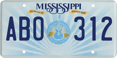 MS license plate ABO312