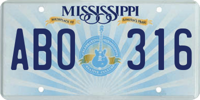 MS license plate ABO316