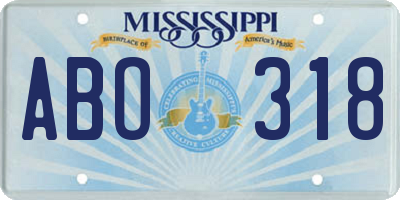MS license plate ABO318