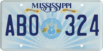 MS license plate ABO324