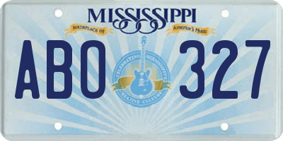 MS license plate ABO327