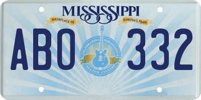 MS license plate ABO332