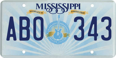 MS license plate ABO343
