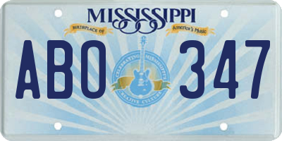 MS license plate ABO347