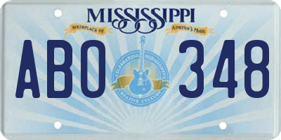 MS license plate ABO348