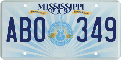 MS license plate ABO349