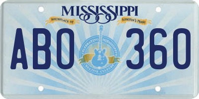 MS license plate ABO360