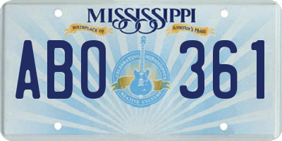 MS license plate ABO361