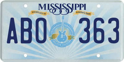 MS license plate ABO363