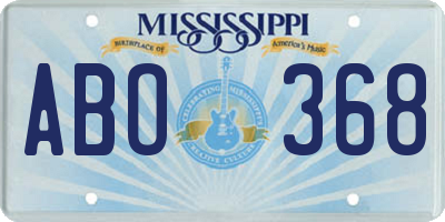 MS license plate ABO368