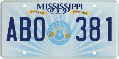 MS license plate ABO381