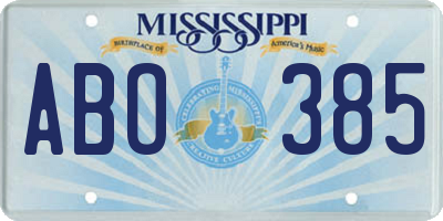 MS license plate ABO385