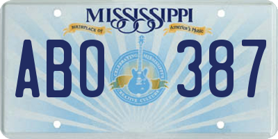 MS license plate ABO387