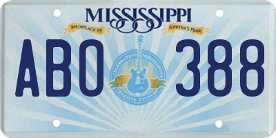 MS license plate ABO388