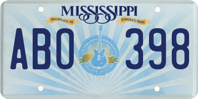 MS license plate ABO398