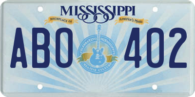 MS license plate ABO402