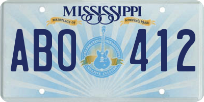MS license plate ABO412