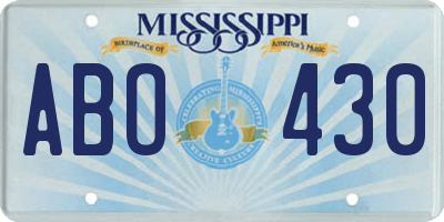 MS license plate ABO430