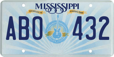 MS license plate ABO432