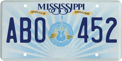 MS license plate ABO452